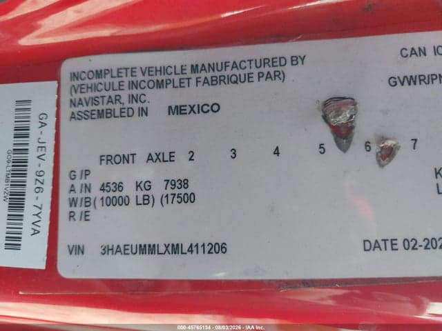 2021 INTERNATIONAL MV 9