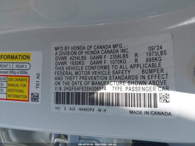 2025 HONDA CIVIC HYBRID SPORT/SPORT TOURING 9