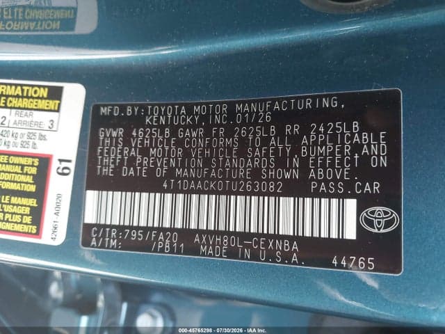 2026 TOYOTA CAMRY LE 9