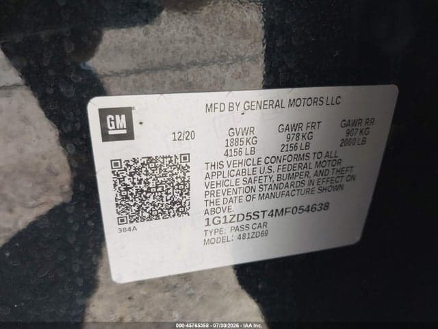 2021 CHEVROLET MALIBU FWD LT 9