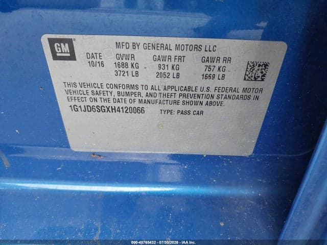 2017 CHEVROLET SONIC LT AUTO 9