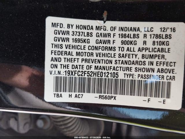 2017 HONDA CIVIC LX 9
