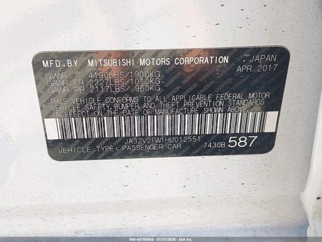 2017 MITSUBISHI LANCER SE 9