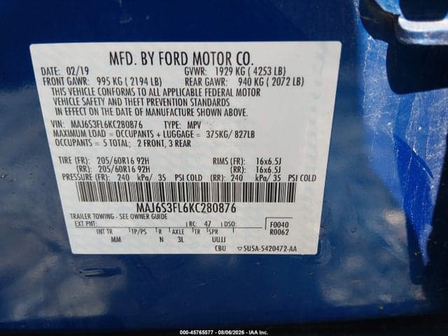 2019 FORD ECOSPORT S 9