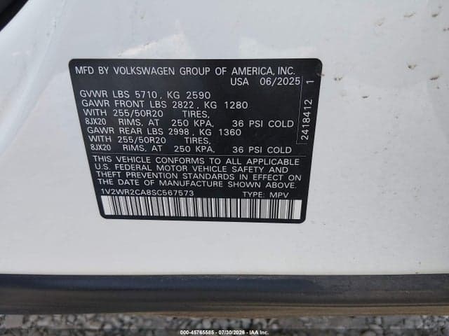 2025 VOLKSWAGEN ATLAS 2.0T SE W/TECHNOLOGY 9