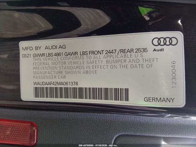 2021 AUDI A4 PREMIUM 45 TFSI S LINE QUATTRO S TRONIC 9