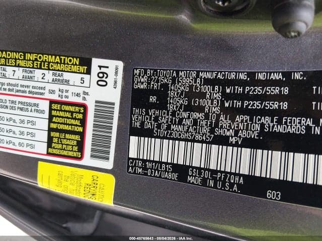 2017 TOYOTA SIENNA LIMITED PREMIUM 7 PASSENGER 9