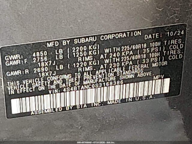 2025 SUBARU OUTBACK LIMITED 9