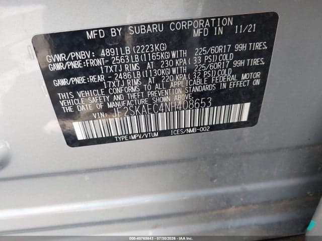 2022 SUBARU FORESTER PREMIUM 9