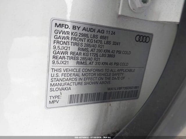 2025 AUDI Q7 PREMIUM PLUS 55 TFSI QUATTRO TIPTRONIC 9