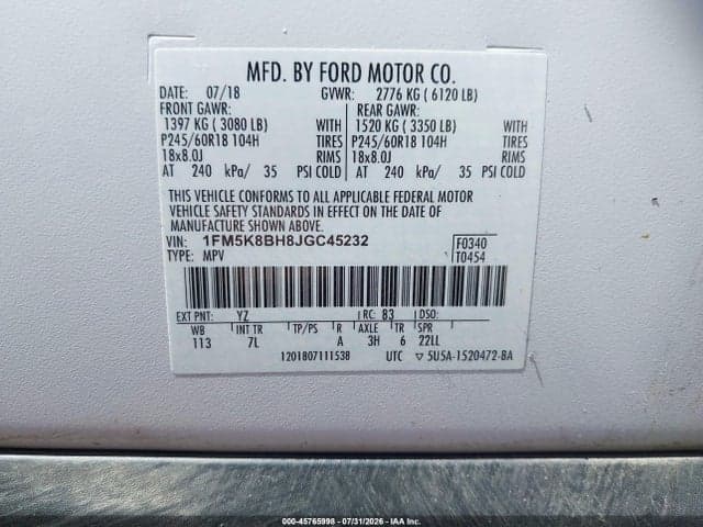2018 FORD EXPLORER 9