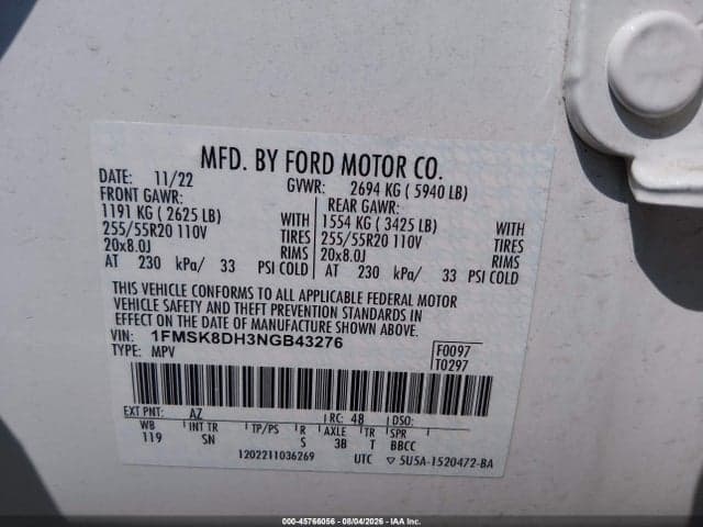 2022 FORD EXPLORER XLT 9