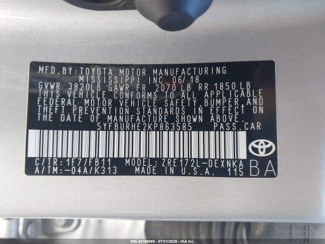 2019 TOYOTA COROLLA LE 9