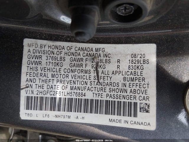 2020 HONDA CIVIC LX 9