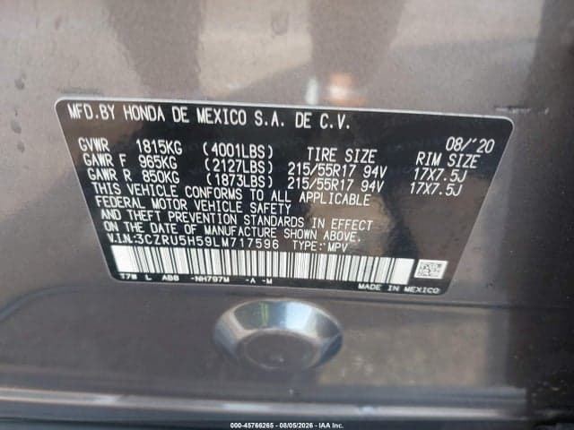 2020 HONDA HR-V 2WD EX 9