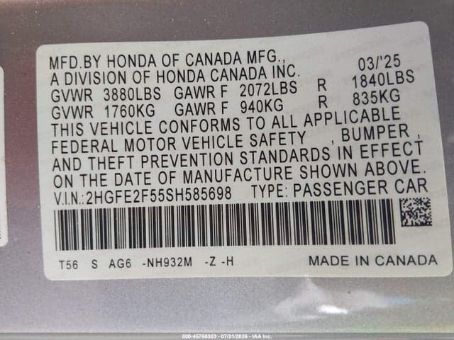 2025 HONDA CIVIC SPORT 9
