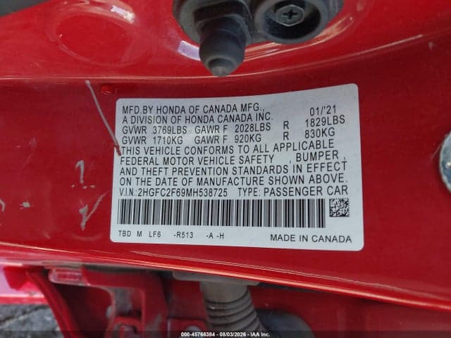 2021 HONDA CIVIC LX 9