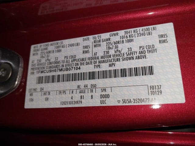 2021 FORD ESCAPE SEL 9