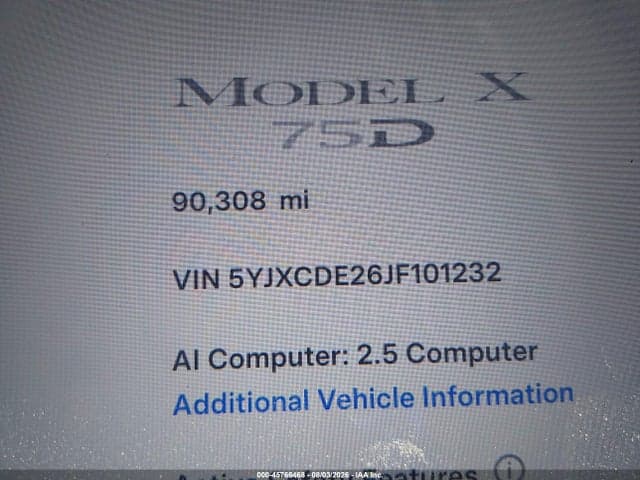2018 TESLA MODEL X 100D/75D/P100D 15