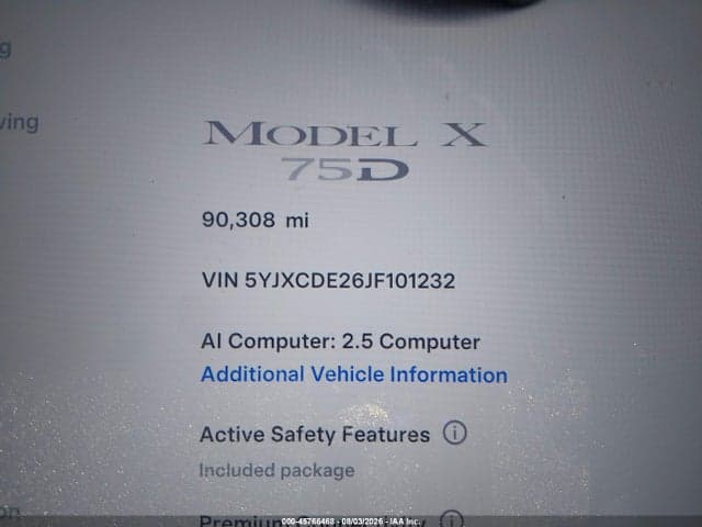 2018 TESLA MODEL X 100D/75D/P100D 7