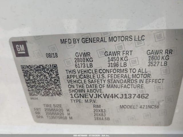 2019 CHEVROLET TRAVERSE RS 9