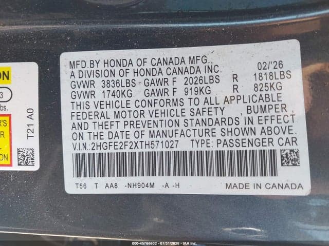 2026 HONDA CIVIC LX 9