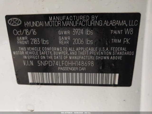 2017 HYUNDAI ELANTRA SE 9