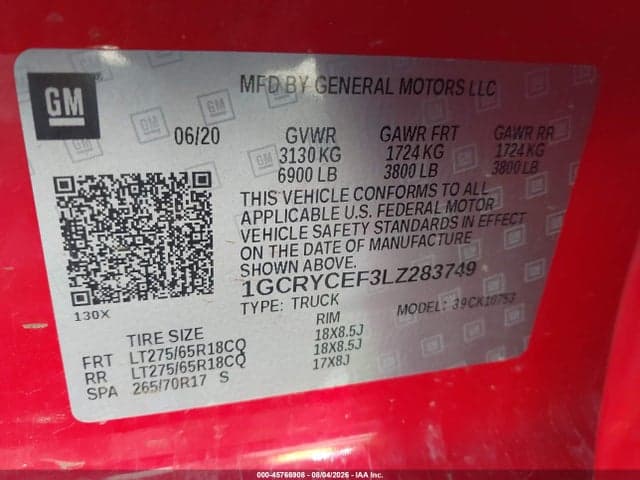 2020 CHEVROLET SILVERADO 1500 4WD STANDARD BED CUSTOM TRAIL BOSS 9