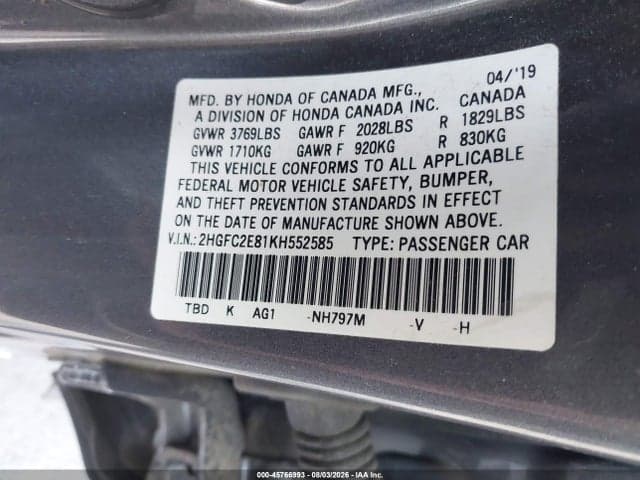 2019 HONDA CIVIC SPORT 9