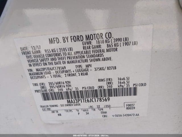 2018 FORD ECOSPORT SE 9