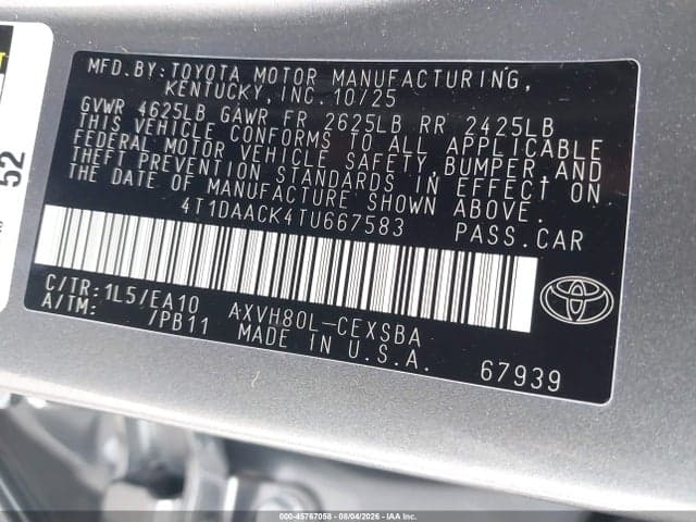2026 TOYOTA CAMRY SE 9