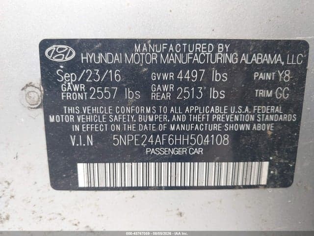 2017 HYUNDAI SONATA 9