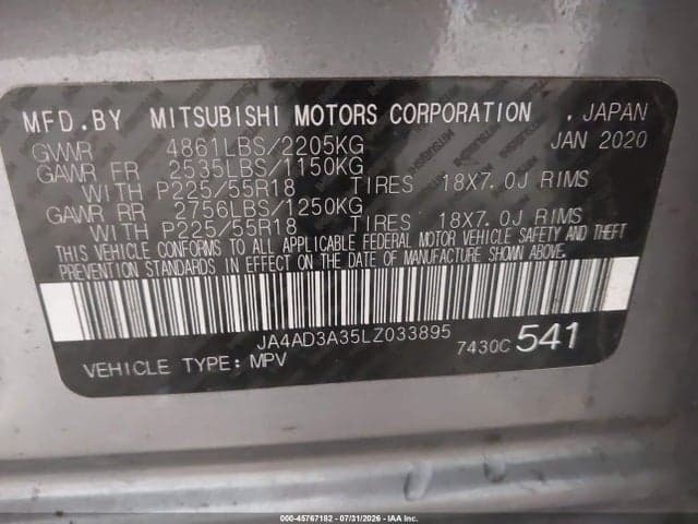 2020 MITSUBISHI OUTLANDER LE 2.4/SE 2.4/SEL 2.4/SP 2.4 9