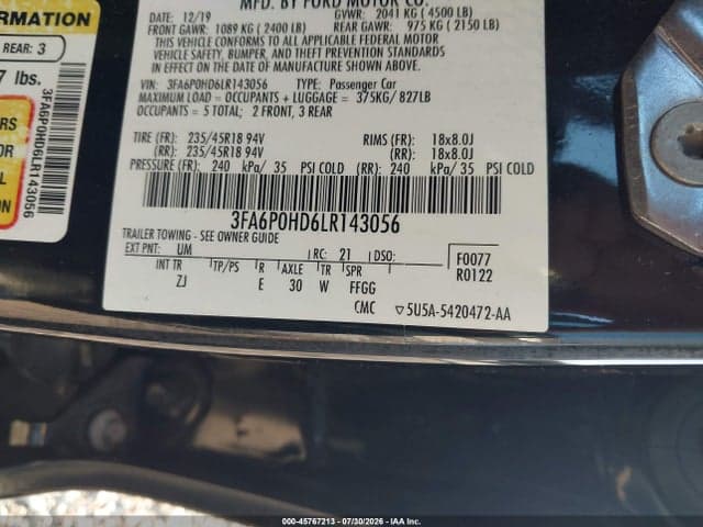 2020 FORD FUSION SE 9