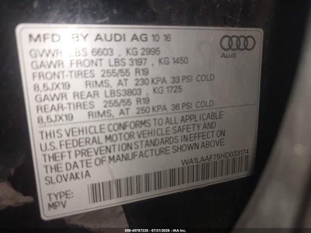 2017 AUDI Q7 3.0T PREMIUM 9
