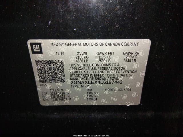 2020 CHEVROLET EQUINOX FWD LT 2.0L TURBO 9
