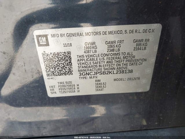 2019 CHEVROLET TRAX LT 9