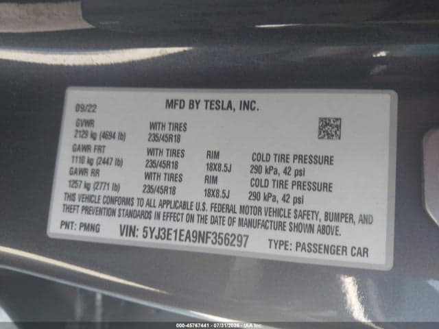 2022 TESLA MODEL 3 REAR-WHEEL DRIVE 9