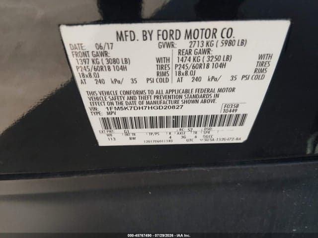 2017 FORD EXPLORER XLT 9