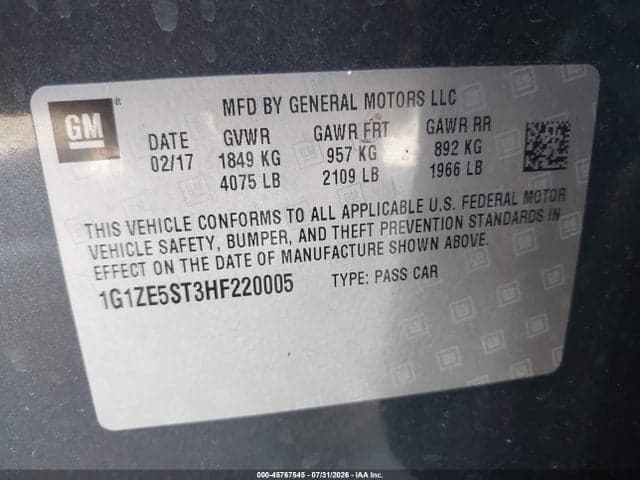 2017 CHEVROLET MALIBU 1LT 9