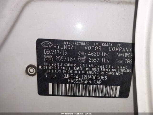 2017 HYUNDAI SONATA HYBRID SE 9
