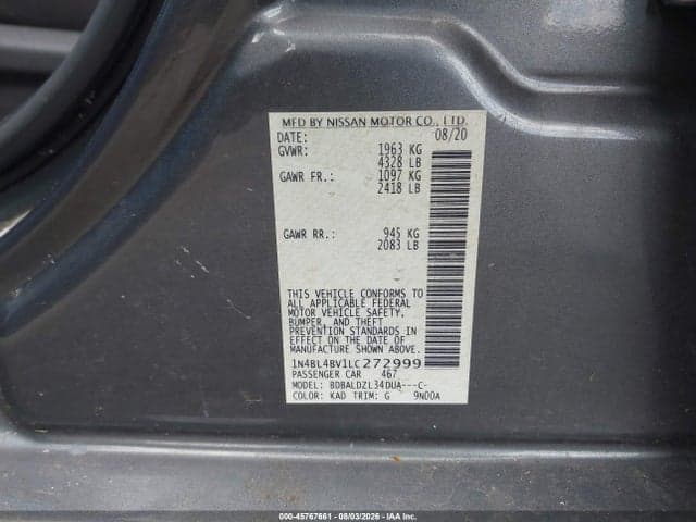 2020 NISSAN ALTIMA S FWD 9
