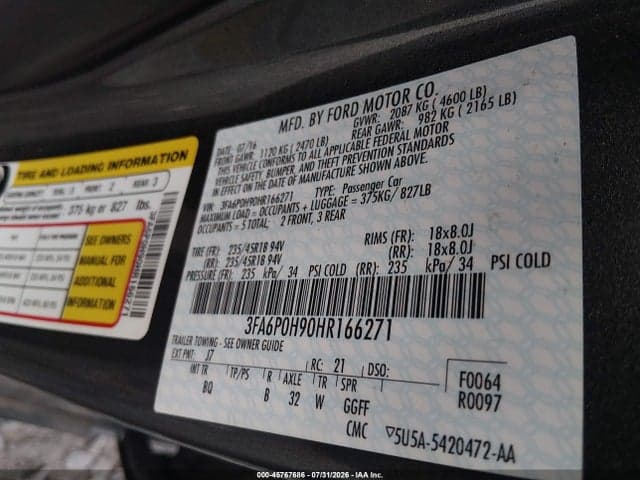2017 FORD FUSION SE 9