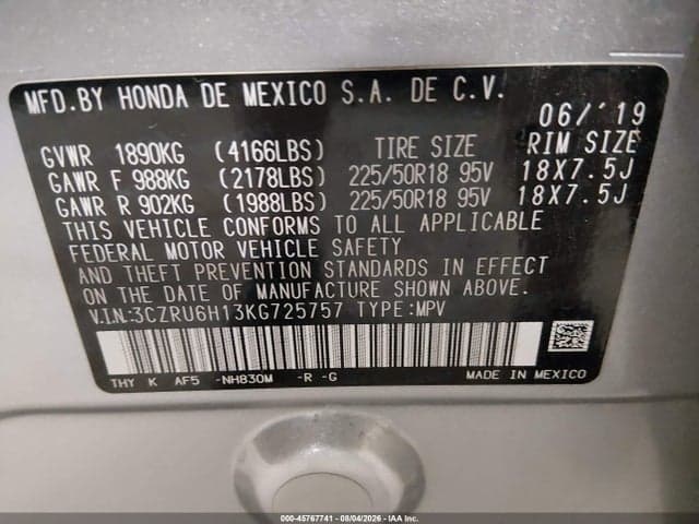 2019 HONDA HR-V SPORT 9