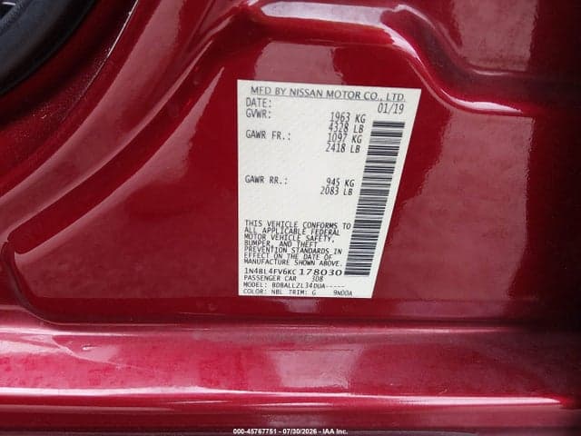 2019 NISSAN ALTIMA 2.5 PLATINUM 9