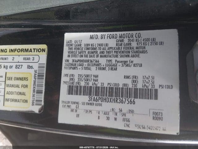 2017 FORD FUSION SE 9