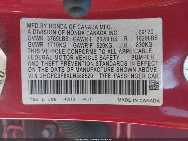 2020 HONDA CIVIC SPORT 9