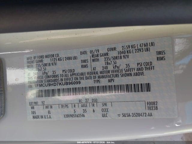 2019 FORD ESCAPE SEL 9