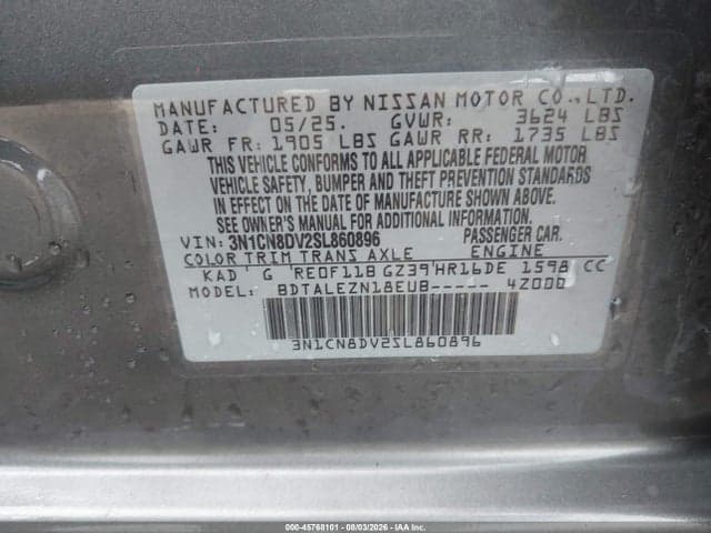 2025 NISSAN VERSA 1.6 S 9