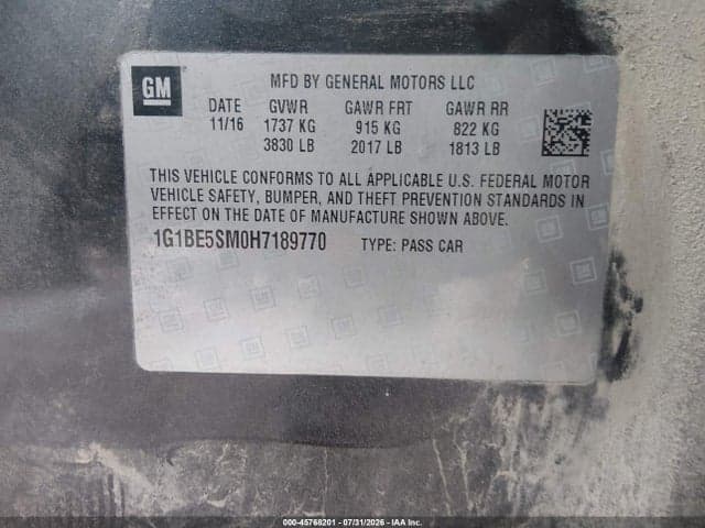 2017 CHEVROLET CRUZE LT AUTO 9